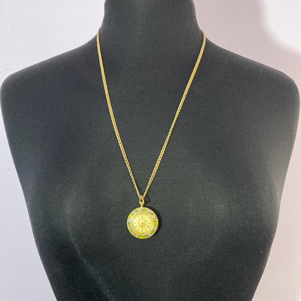 Vintage Gold & Floral Watch Necklace